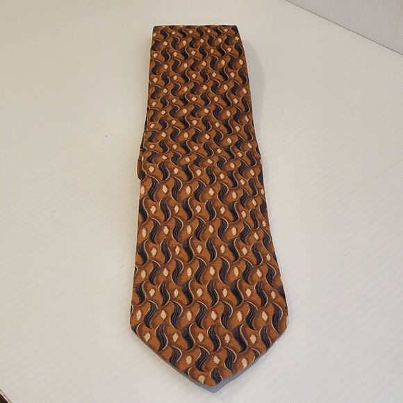 JZ Richards Silk Tie Premium Orange & Dark Blue Paisley USA Classic 3 3/4" x 58" - Picture 5 of 8